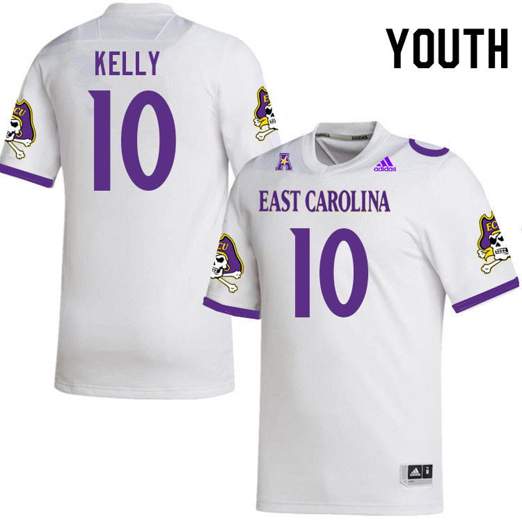 Youth #10 Casey Kelly ECU Pirates College Football Jerseys Stitched-White